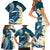 Dark Teal Polynesia Family Matching Short Sleeve Bodycon Dress and Hawaiian Shirt Polynesian Frangipani With Sea Turtles