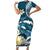 Dark Teal Polynesia Family Matching Short Sleeve Bodycon Dress and Hawaiian Shirt Polynesian Frangipani With Sea Turtles