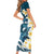 Dark Teal Polynesia Family Matching Short Sleeve Bodycon Dress and Hawaiian Shirt Polynesian Frangipani With Sea Turtles