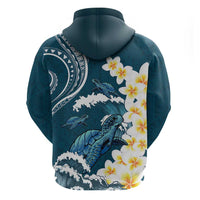 Dark Teal Polynesia Hoodie Polynesian Frangipani With Sea Turtles LT14 - Polynesian Pride