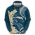 Dark Teal Polynesia Hoodie Polynesian Frangipani With Sea Turtles