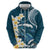 Dark Teal Polynesia Hoodie Polynesian Frangipani With Sea Turtles