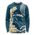 Dark Teal Polynesia Long Sleeve Shirt Polynesian Frangipani With Sea Turtles