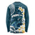 Dark Teal Polynesia Long Sleeve Shirt Polynesian Frangipani With Sea Turtles