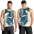 Dark Teal Polynesia Men Tank Top Polynesian Frangipani With Sea Turtles