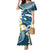 Dark Teal Polynesia Mermaid Dress Polynesian Frangipani With Sea Turtles