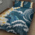 Dark Teal Polynesia Quilt Bed Set Polynesian Frangipani With Sea Turtles