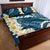 Dark Teal Polynesia Quilt Bed Set Polynesian Frangipani With Sea Turtles