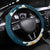 Dark Teal Polynesia Steering Wheel Cover Polynesian Frangipani With Sea Turtles