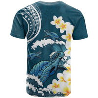 Dark Teal Polynesia T Shirt Polynesian Frangipani With Sea Turtles LT14 - Polynesian Pride