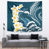 Dark Teal Polynesia Tapestry Polynesian Frangipani With Sea Turtles LT14 Dark Teal - Polynesian Pride