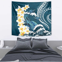 Dark Teal Polynesia Tapestry Polynesian Frangipani With Sea Turtles LT14 - Polynesian Pride