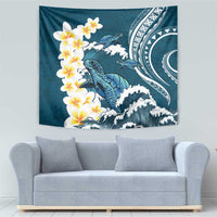 Dark Teal Polynesia Tapestry Polynesian Frangipani With Sea Turtles LT14 - Polynesian Pride