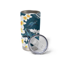 Dark Teal Polynesia Tumbler Cup Polynesian Frangipani With Sea Turtles LT14 - Polynesian Pride