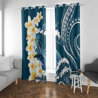 Dark Teal Polynesia Window Curtain Polynesian Frangipani With Sea Turtles LT14 With Grommets Dark Teal - Polynesian Pride