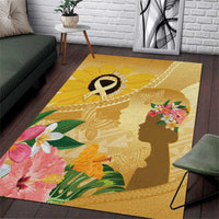 Polynesia Childhood Cancer Awareness Area Rug Be Bold Go Gold Polynesian Art LT14 Gold - Polynesian Pride