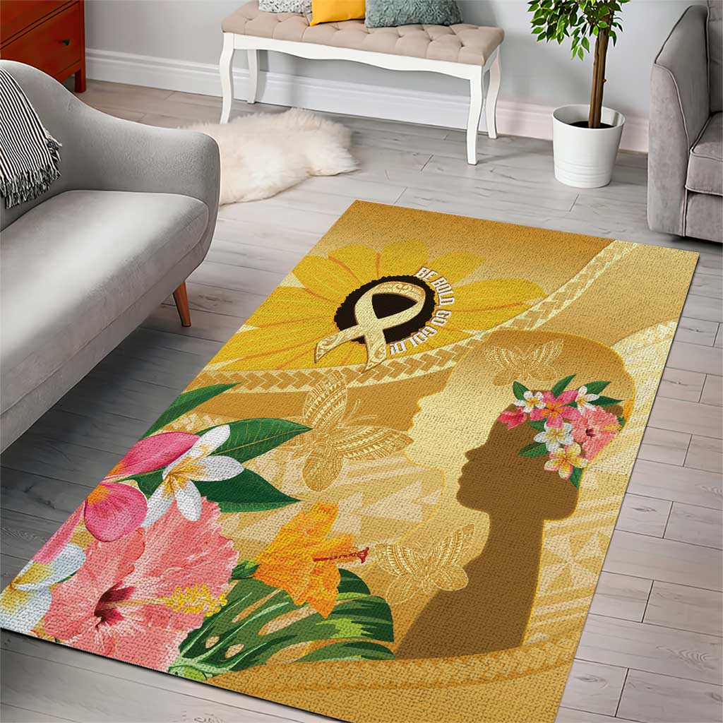 Polynesia Childhood Cancer Awareness Area Rug Be Bold Go Gold Polynesian Art LT14 - Polynesian Pride