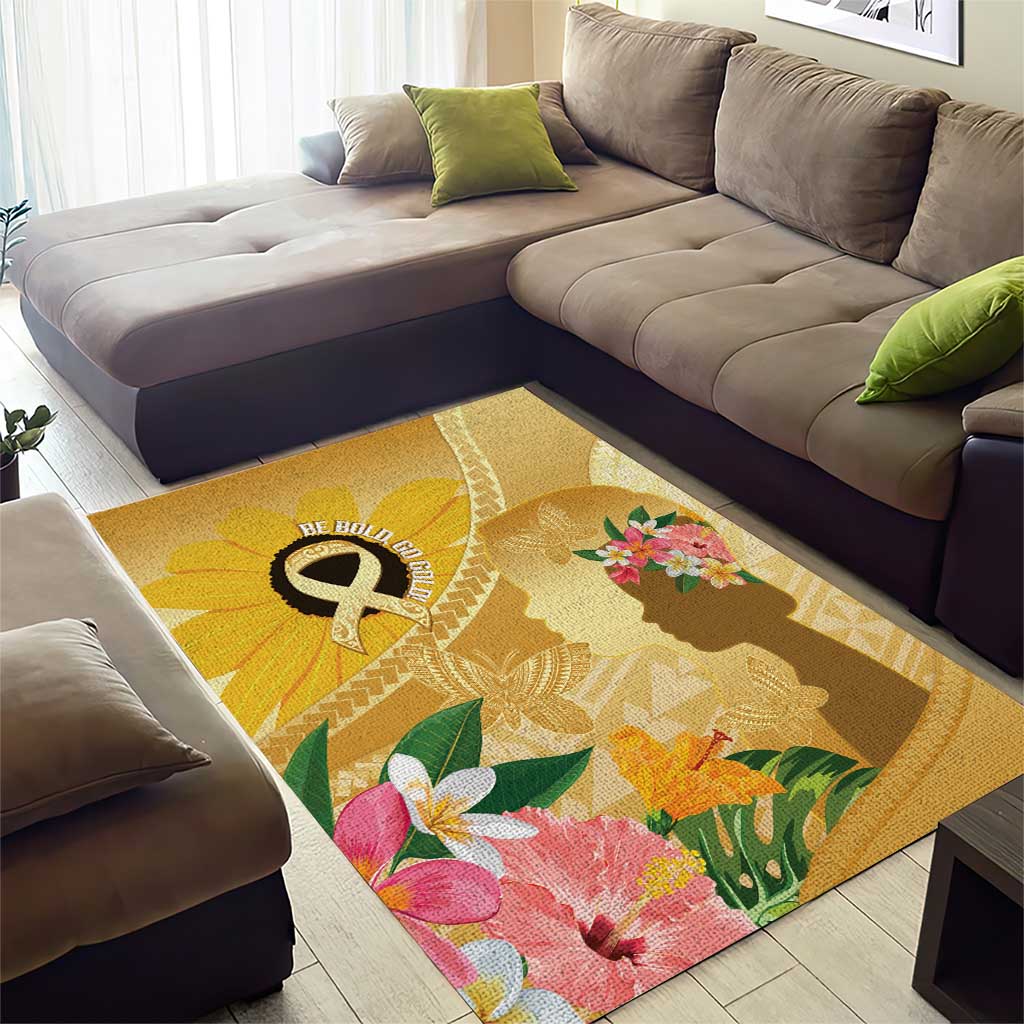 Polynesia Childhood Cancer Awareness Area Rug Be Bold Go Gold Polynesian Art LT14 - Polynesian Pride