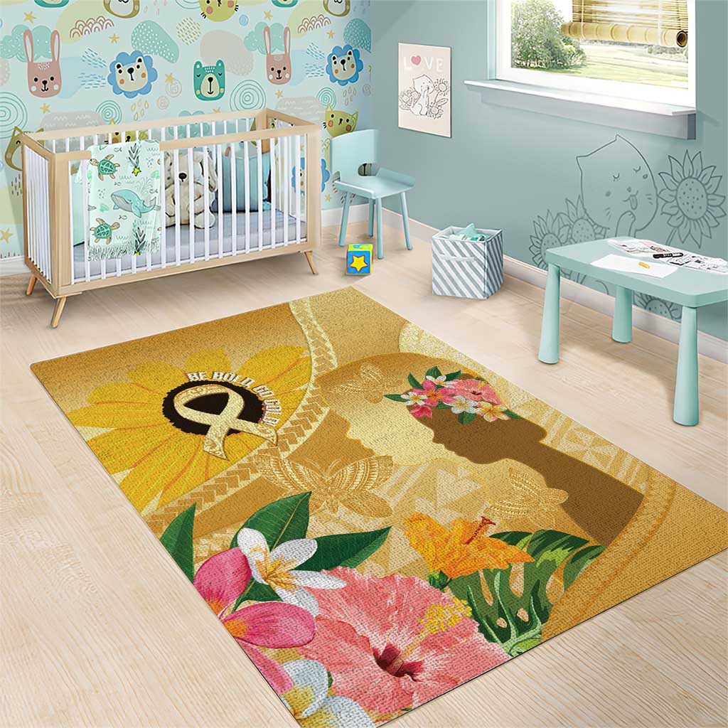 Polynesia Childhood Cancer Awareness Area Rug Be Bold Go Gold Polynesian Art LT14 - Polynesian Pride