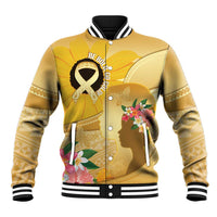 Polynesia Childhood Cancer Awareness Baseball Jacket Be Bold Go Gold Polynesian Art LT14 Unisex Gold - Polynesian Pride