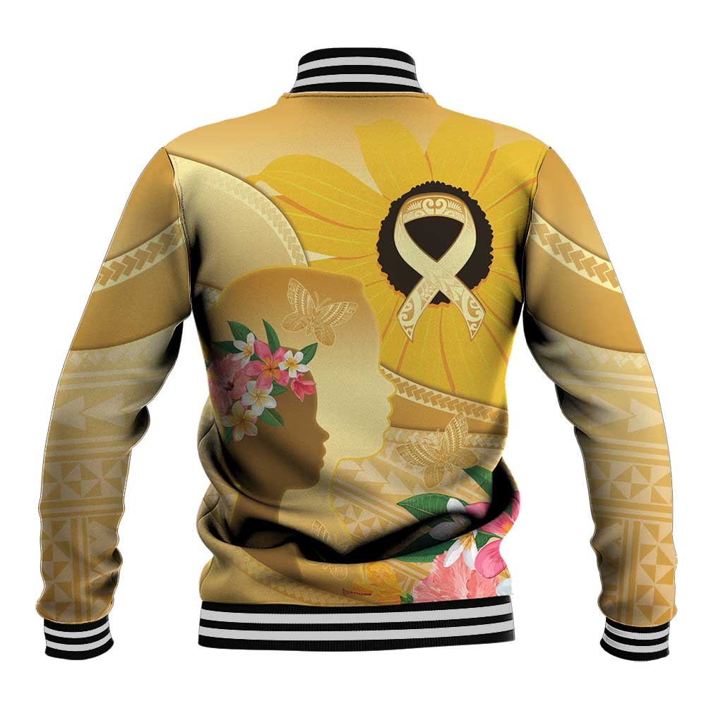Polynesia Childhood Cancer Awareness Baseball Jacket Be Bold Go Gold Polynesian Art LT14 - Polynesian Pride