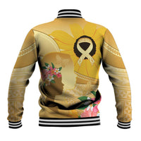 Polynesia Childhood Cancer Awareness Baseball Jacket Be Bold Go Gold Polynesian Art LT14 - Polynesian Pride