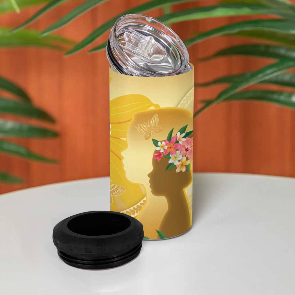 Polynesia Childhood Cancer Awareness 4 in 1 Can Cooler Tumbler Be Bold Go Gold Polynesian Art LT14 - Polynesian Pride