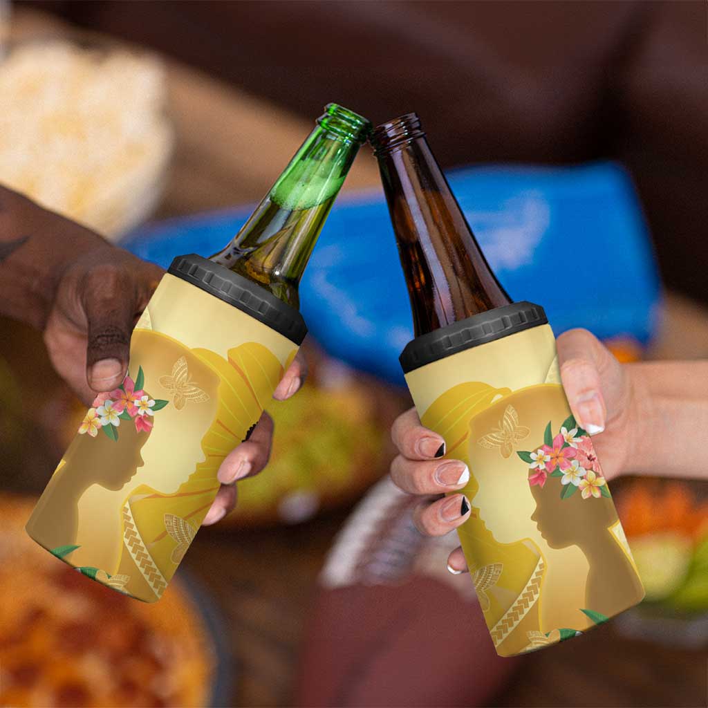 Polynesia Childhood Cancer Awareness 4 in 1 Can Cooler Tumbler Be Bold Go Gold Polynesian Art LT14 - Polynesian Pride