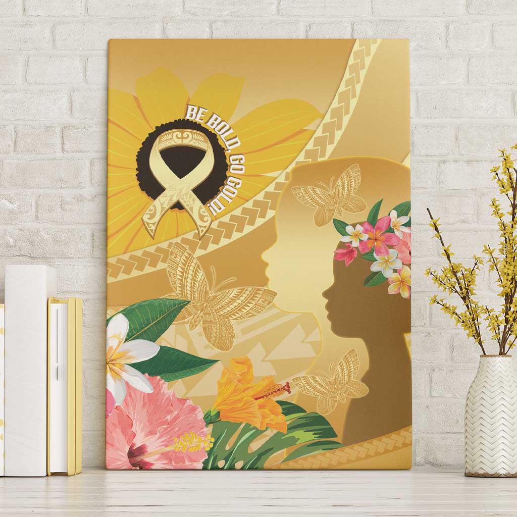Polynesia Childhood Cancer Awareness Canvas Wall Art Be Bold Go Gold Polynesian Art LT14 Without Frame Gold - Polynesian Pride