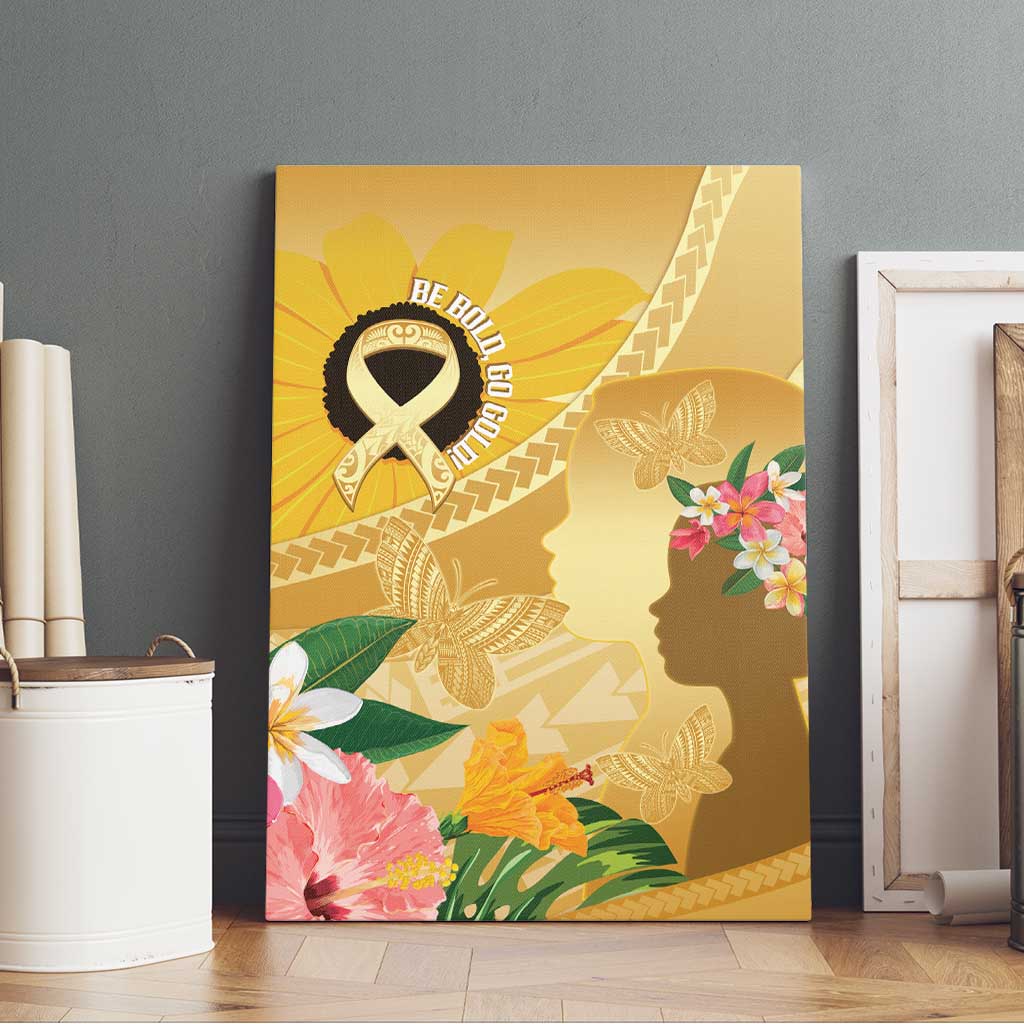 Polynesia Childhood Cancer Awareness Canvas Wall Art Be Bold Go Gold Polynesian Art LT14 - Polynesian Pride