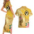 Polynesia Childhood Cancer Awareness Couples Matching Short Sleeve Bodycon Dress and Hawaiian Shirt Be Bold Go Gold Polynesian Art