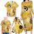 Polynesia Childhood Cancer Awareness Family Matching Long Sleeve Bodycon Dress and Hawaiian Shirt Be Bold Go Gold Polynesian Art