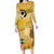 Polynesia Childhood Cancer Awareness Family Matching Long Sleeve Bodycon Dress and Hawaiian Shirt Be Bold Go Gold Polynesian Art