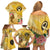 Polynesia Childhood Cancer Awareness Family Matching Off Shoulder Short Dress and Hawaiian Shirt Be Bold Go Gold Polynesian Art