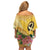 Polynesia Childhood Cancer Awareness Family Matching Off Shoulder Short Dress and Hawaiian Shirt Be Bold Go Gold Polynesian Art