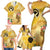 Polynesia Childhood Cancer Awareness Family Matching Short Sleeve Bodycon Dress and Hawaiian Shirt Be Bold Go Gold Polynesian Art