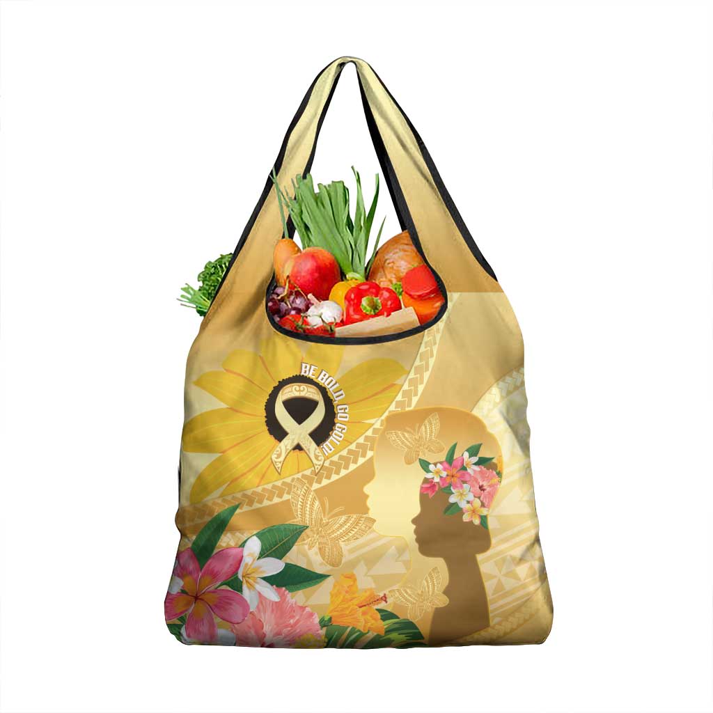 Polynesia Childhood Cancer Awareness Grocery Bag Be Bold Go Gold Polynesian Art LT14 1-pack One Size Gold - Polynesian Pride