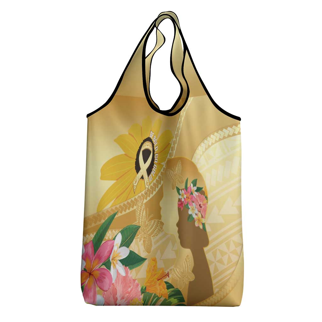 Polynesia Childhood Cancer Awareness Grocery Bag Be Bold Go Gold Polynesian Art LT14 - Polynesian Pride