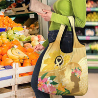 Polynesia Childhood Cancer Awareness Grocery Bag Be Bold Go Gold Polynesian Art LT14 - Polynesian Pride