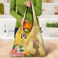Polynesia Childhood Cancer Awareness Grocery Bag Be Bold Go Gold Polynesian Art LT14 - Polynesian Pride