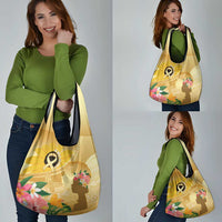 Polynesia Childhood Cancer Awareness Grocery Bag Be Bold Go Gold Polynesian Art LT14 - Polynesian Pride