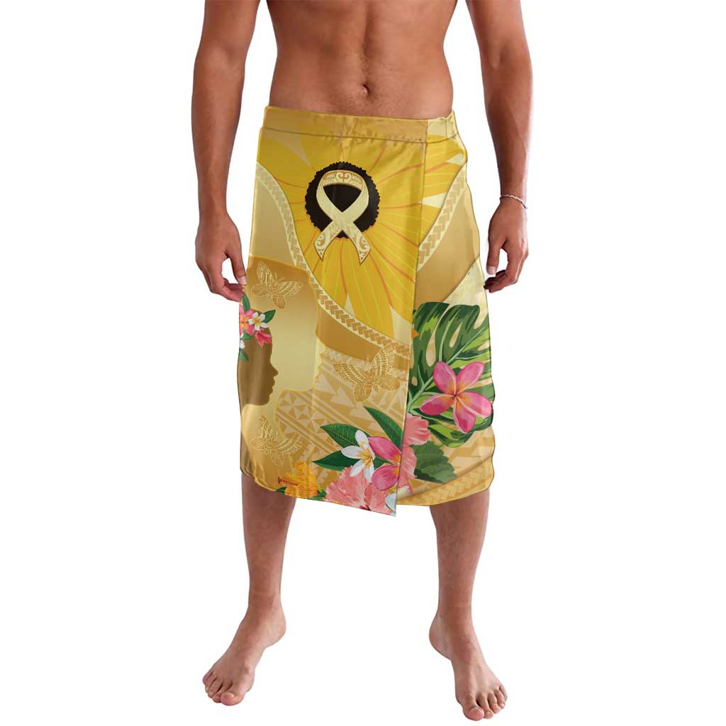 Polynesia Childhood Cancer Awareness Lavalava Be Bold Go Gold Polynesian Art LT14 Gold - Polynesian Pride