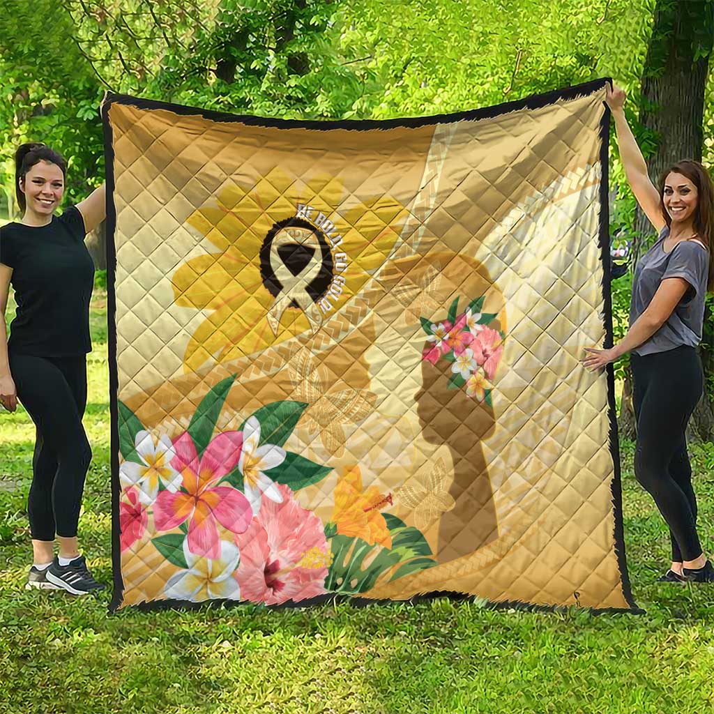 Polynesia Childhood Cancer Awareness Quilt Be Bold Go Gold Polynesian Art LT14 - Polynesian Pride