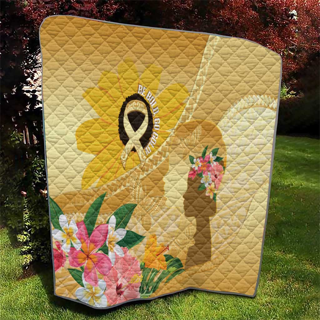 Polynesia Childhood Cancer Awareness Quilt Be Bold Go Gold Polynesian Art LT14 - Polynesian Pride