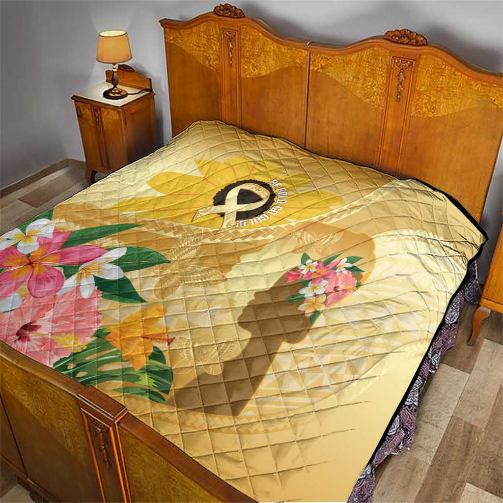 Polynesia Childhood Cancer Awareness Quilt Be Bold Go Gold Polynesian Art LT14 - Polynesian Pride