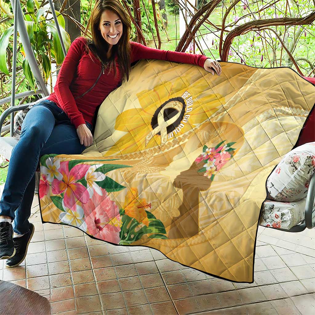 Polynesia Childhood Cancer Awareness Quilt Be Bold Go Gold Polynesian Art LT14 - Polynesian Pride