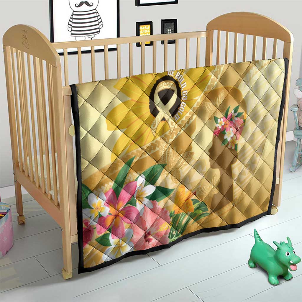 Polynesia Childhood Cancer Awareness Quilt Be Bold Go Gold Polynesian Art LT14 - Polynesian Pride