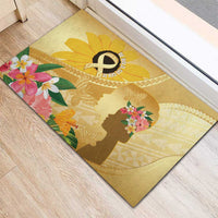 Polynesia Childhood Cancer Awareness Rubber Doormat Be Bold Go Gold Polynesian Art LT14 - Polynesian Pride