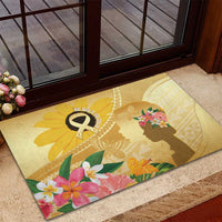 Polynesia Childhood Cancer Awareness Rubber Doormat Be Bold Go Gold Polynesian Art LT14 - Polynesian Pride