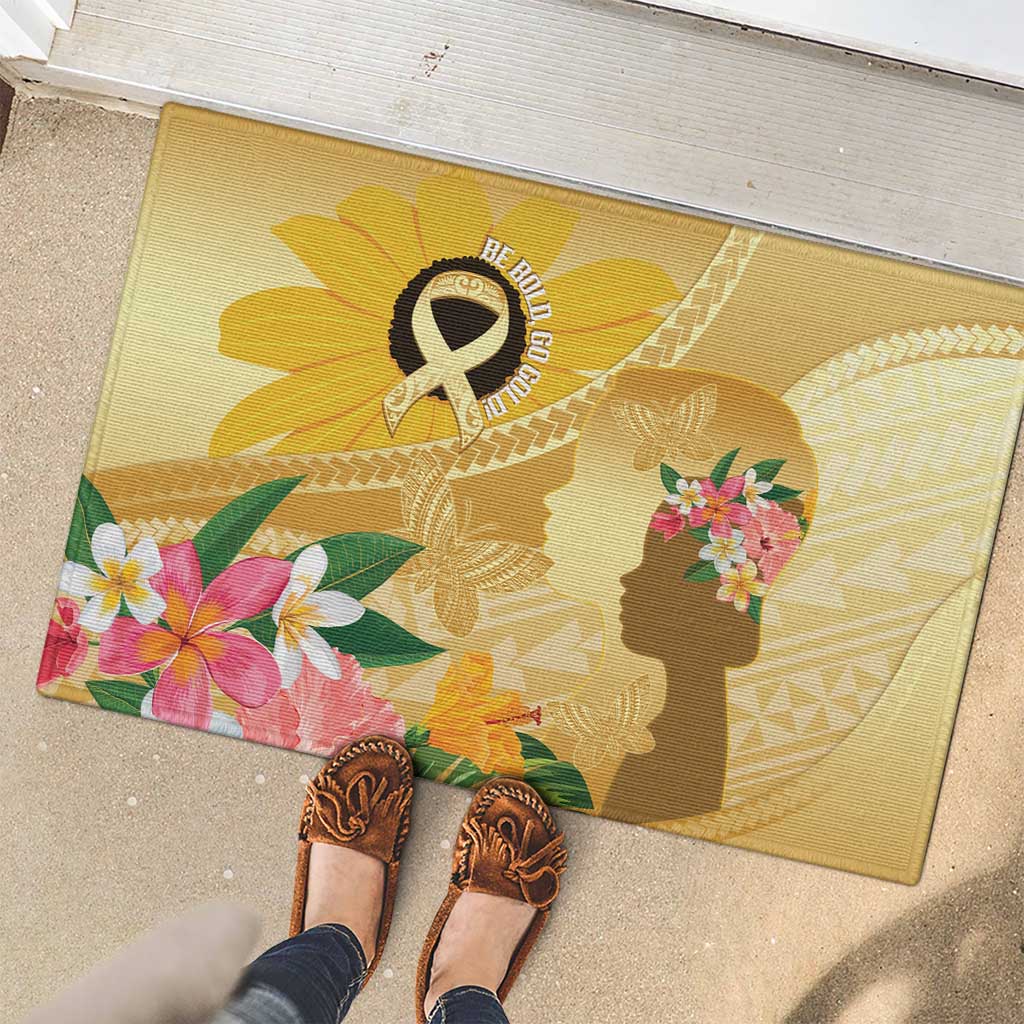 Polynesia Childhood Cancer Awareness Rubber Doormat Be Bold Go Gold Polynesian Art LT14 - Polynesian Pride